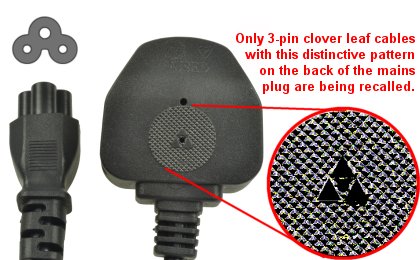 UK 13 Amp Plug to Clover Leaf Power Cable